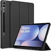 [EasyAcc] Case Compatible with Samsung Galaxy Tab S9 FE+ Plus/S9 Plus 2023 12.4 Inch - Ultra Thin with Auto Wake/Sleep Function Stand Function Slim PU Leather Protective Case Black