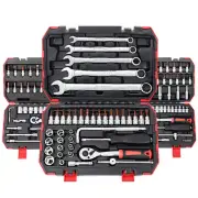 53pcs 1/4'' Socket Wrench Ratchet Set Kit Hand Screwdriver Tool Repairing Box