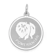 Sterling Silver Rhodium-Plated Pomeranian Disc Charm