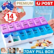 14 Slot 7-Day Pill Box Dispenser Medicine AM/PM Medication Organiser Weekly Case
