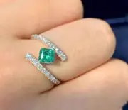 1. 79 Ct Square Cut Natural Emerald Diamond Proposal Ring 14K solid White gold