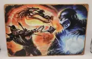 Motral Kombat Metal Tin Sign Poster Wall Plaque 12x8 Scorpion And Sub Zero