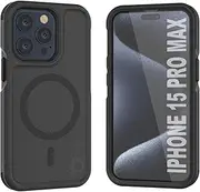 [PunkCase] for iPhone 15 Pro Max Case [Spartan 2.0] Clear Rugged Heavy Duty Cover W/Tempered Glass Screen Protector | Ultra Slim 360 Full Body Protection for iPhone 15 Pro Max (2023) (6.7") [Black]