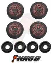 4 Black Custom License Plate Frame Tag Screw Cap Covers - WIDOW SPIDER RB B1H