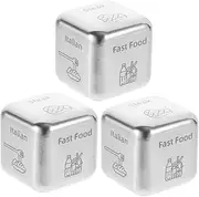 Vaguelly 3pcs Food Decision Dice Stainless Steel Multi Sided Cuisine Selector for Fun Dining Unique Present for Anniversaries Parties and