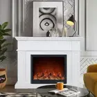 Hudson 1500W Electric Fireplace Heater White Mantel Suite With 30" Orion Insert