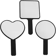 Gogogmee Portable Vanity Mirrors Set of 3 Square Round Heart Shape Hand-held Makeup Mirrors for Women