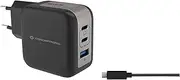 3 Port 67W GaN USB PD Charger with USB-C Charging Cable, USB-C x 2, USB-A x 1, QC 3.0, PPS