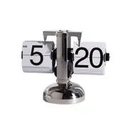 Retro Stainless Steel Flip Desk Clock - Silver