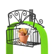 Garden Hose Holder, Heavy Duty Water Hose Rack with Tool Storage Basket, Meta...