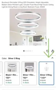 Buccleuch Dimmable LED Pendant Light, Modern 3-Ring Chandelier Silver 3 Ring
