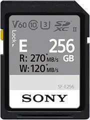 Sony 256GB SF-E Series UHS-II U3 V60 Sdhxc Digital Memory Card - Read 270MB/S Write 120MB/S SFE256, SF-E256