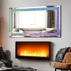 XXL Large LED Mirror RGB Lights Crush Diamond Inlay Wall Mirror Fireplace Decor