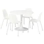 DOCKSTA / LIDÅS table and 4 chairs, white white/white white, 103 cm