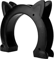 Luocute Cat Door Interior Door, Pet Door Cathead Shaped Plastic Cat Pass Through Door with Fish Bone Pattern (Black)