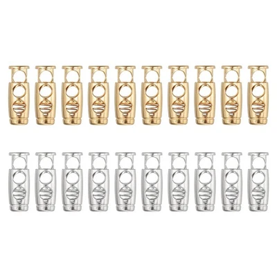 20PCS Metal Cord Locks for Drawstrings, Spring Cord Lock Stopper, Gold Silver