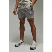 Mens Light Grey Man Active Slim Stretch Woven 5inch Cargo Short