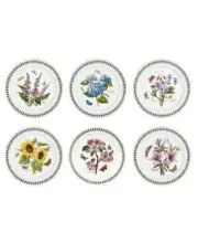 Portmeirion Botanic Garden Dinner Plates, Assorted Set of 6 – White