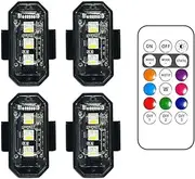 Wireless LED Strobe Lights with Remote Control,8 Colors Waterproof Anti-Collision USB Charing Led Warning Light, High Brightness Wireless LED Lights for Car Drone Truck Motorcycle Aircraft Bike (4)