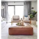 Leather Ottoman Pouffe Footstool Pouf Handmade Genuine Boho Unstuffed