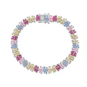 ANYCO Bracelet 18cm 925 Silver Colorful Tennis Bijoux Open Box Clasp with Zircon 5A Jewelry for Women
