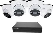 Swann AdvancedX Home Security Camera System, 8Channel 4Dome Cams,POE Cat5e NVR 4K HD Video with 1TB HDD,Indoor or Outdoor Wired Surveillance CCTV,Color Night Vision,Heat Motion Detection,LED Lights