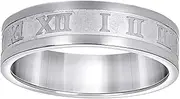 [JewelryWeb] Stainless Steel Mens Roman Numeral Etching Pattern Comfort-Fit Wedding Band Ring10-Wedding-Band for Men