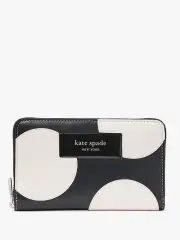 Label Dot Applique Medium Zip Around Wallet