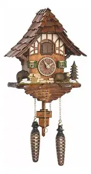 Quartz Cuckoo Clock Black Forest house with music TU 4201 QM NEW