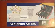 Lucky Crown Sketching Art Set 58 PCS with wooden carrying case