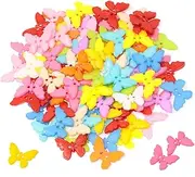 Honbay 100PCS 2 Holes Butterfly Plastic Buttons Sewing Craft Buttons 22mm Assorted Colors
