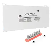 VoltX 12V 100Ah Blade Lithium Battery + Bus Bar M8 Power Distribution Terminal Block (6 GANG 300A Red)