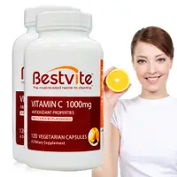 在飛比找PChome24h購物優惠-【美國BestVite】必賜力左旋維他命C-1000膠囊2瓶