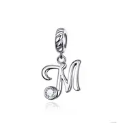 Silver plating Alphabet M Beads Letter Charms Fit for Charm Bracelets Jewelry