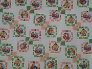 Unfinished Quilt Top -Children Playing, with Green & Peach Border, aprox 47 x 47