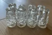 (Set of 8) Mini Salt and Pepper Glass Crystal Cut Shakers, BRAND NEW