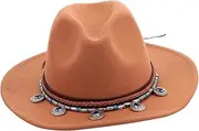 [Minkissy] 1Pc Woolen Jazz Hat for Women Retro British Style Flat Edge Hat Lightweight and Comfortable for Parties Weddings and Banquets Unique for Fall Khaki
