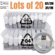 10/20 Pack 1M 2M USB Charger Cable Lot For Apple iPhone 11 XR 8 7 Charging Cord