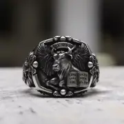 Handmade 925 Sterling Silver Saint Luke Ring - Winged Bull Taurus Evangelist