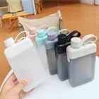 Portable Reusable BPA Free Juice Cup Flat Water Bottle Drink Bottle Plastic