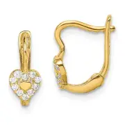 14k 14kt Yellow Gold Madi K CZ Double Heart Hoop Earrings
