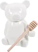 TIDTALEO 1 set Bear Shaped Ceramic with Stirring Rod Compact Honey Holder for Kitchen Storage Smooth Surface Design Kitchen Decor and Organizer