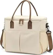 MDODO Large Insulated Lunch Bags for Women Men Adult Lunch Box with Shoulder Strap for Work,Picnics,Outings (Beige)