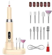 Cordless Electric Nail File, Adjustable Speed Nail Drill, Portable Electric Nails Grinder with 12 Drill Bits, Multifunctional Nails Care Drill 5.2x0.91 Inches for Home, Nail Salon