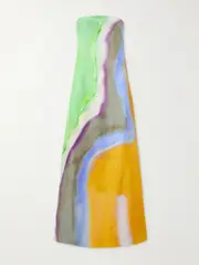 [Christopher Esber] Christopher Esber - Aura Strapless Printed Silk-twill Maxi Dress - Orange - UK 8 UK 8 Orange
