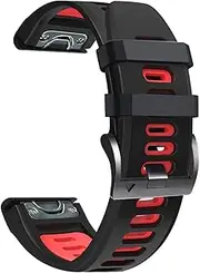 AEMALL 22MM Sport Silicone Watchbands for Garmin Quickfit Watch Band (Color : Black Red, Size : 22mm)