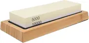 OFFSCH 1 Knife Sharpener Set Flattening Corundum Stones Repair Sharpening Block Sturdy Bamboo Stand