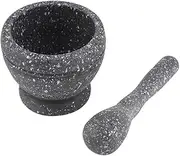 Mortar and Pestle Set, Manual Plastic Garlic Grinder Crusher Grinder Kitchen Tool with Ergonomic Pestle for Mexican Avocado Taco Mix Bowl (Granite)