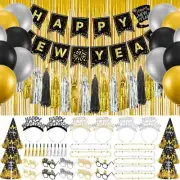 Deekin 125 Pcs New Years Eve Party Supplies 2025 New Year Decorations Banner Foi