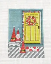 Alice Peterson Gnome Christmas Door Handpainted Needlepoint Canvas